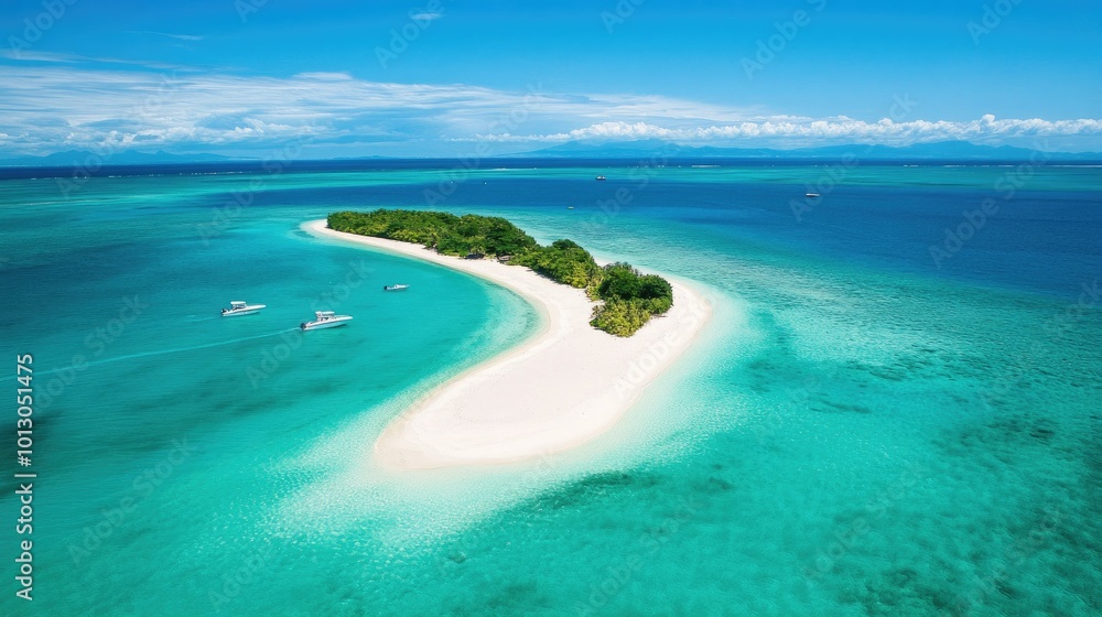 Obraz premium Aerial View of a Tropical Island and Sandy Beach