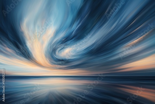 Swirling Sky Reflections: A Serene Oceanic Twilight
