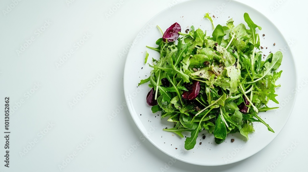 Fresh Leafy Salad on White Plate Fresh Leafy Salad on White Plate