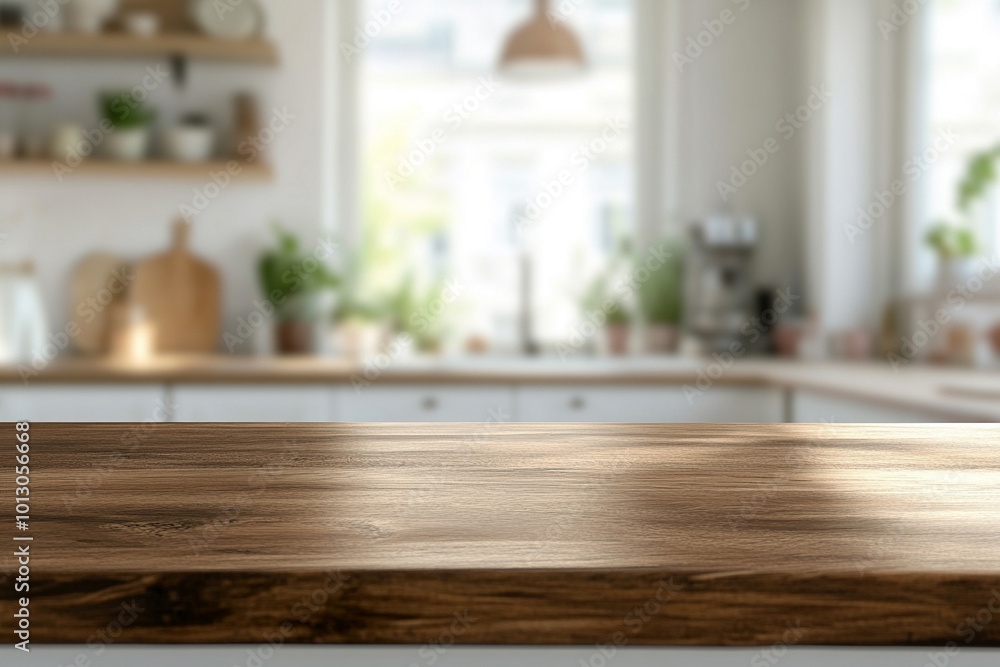 Beautiful empty counter within a clean and bright kitchen background.. Beautiful empty counter within a clean and bright kitchen background..