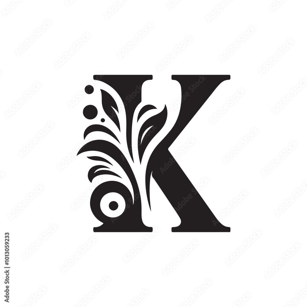Nature-Inspired Alphabet K Silhouette Icon: A Stylish Leaf and Vine Design for Sustainable, Organic, and Environmental Brands Nature-Inspired Alphabet K Silhouette Icon: A Stylish Leaf and Vine Design for Sustainable, Organic, and Environmental Brands