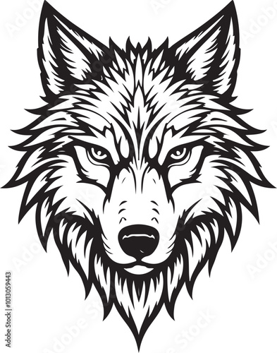 Fierce Focus Stylized Wolf Head