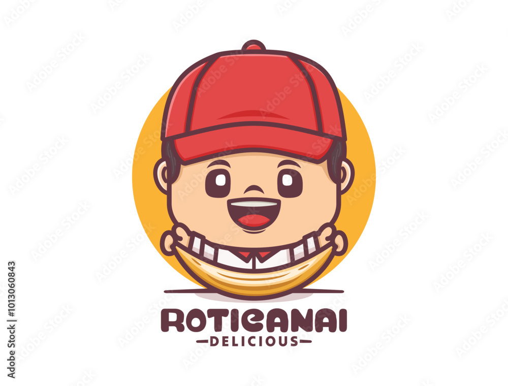 cute cartoon mascot design with roti canai cute cartoon mascot design with roti canai