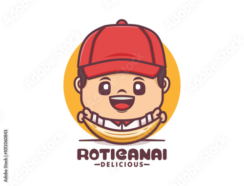 cute cartoon mascot design with roti canai