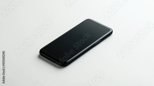 Sleek Black Smartphone on White Background