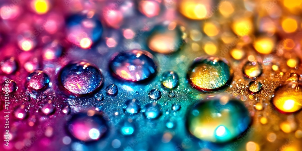 Naklejka premium Water drops on a colorful background. Drops of water on a colored background.