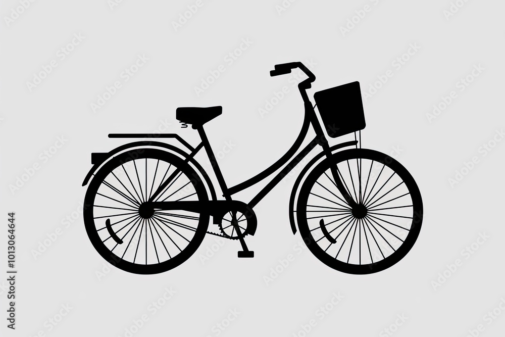 Fototapeta premium Black bicycle silhouette illustration on white background