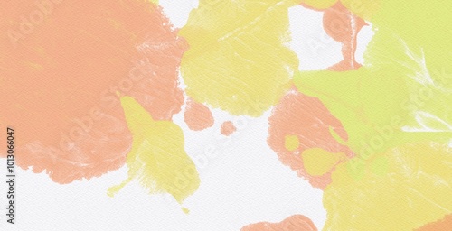 Orange paint texture grunge design art color splash abstract background on white paper water color