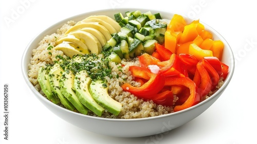 Colorful Quinoa Bowl with Fresh Vegetables and Fruits