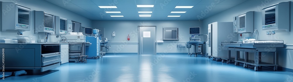 Modern hospital room with advanced medical equipment, clean floor, and bright lighting, ideal for healthcare and medical themes. Modern hospital room with advanced medical equipment, clean floor, and bright lighting, ideal for healthcare and medical themes.
