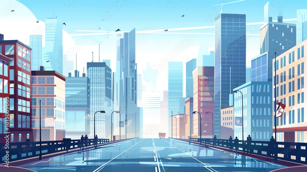 Obraz premium A high-rise cityscape showcasing the bustling financial district, representing growth, ambition,