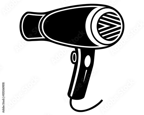 Silhouette of hairdryer vector illustration black electronics product