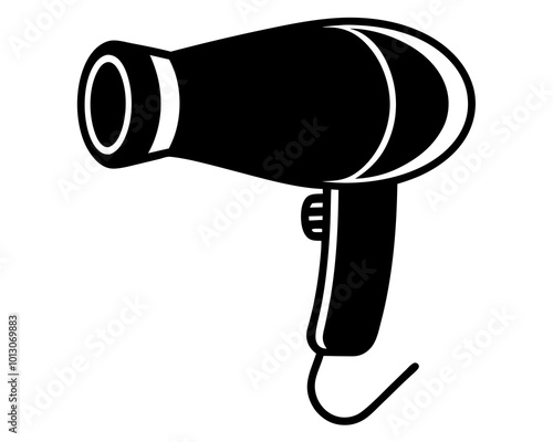 Silhouette of hairdryer vector illustration black electronics product