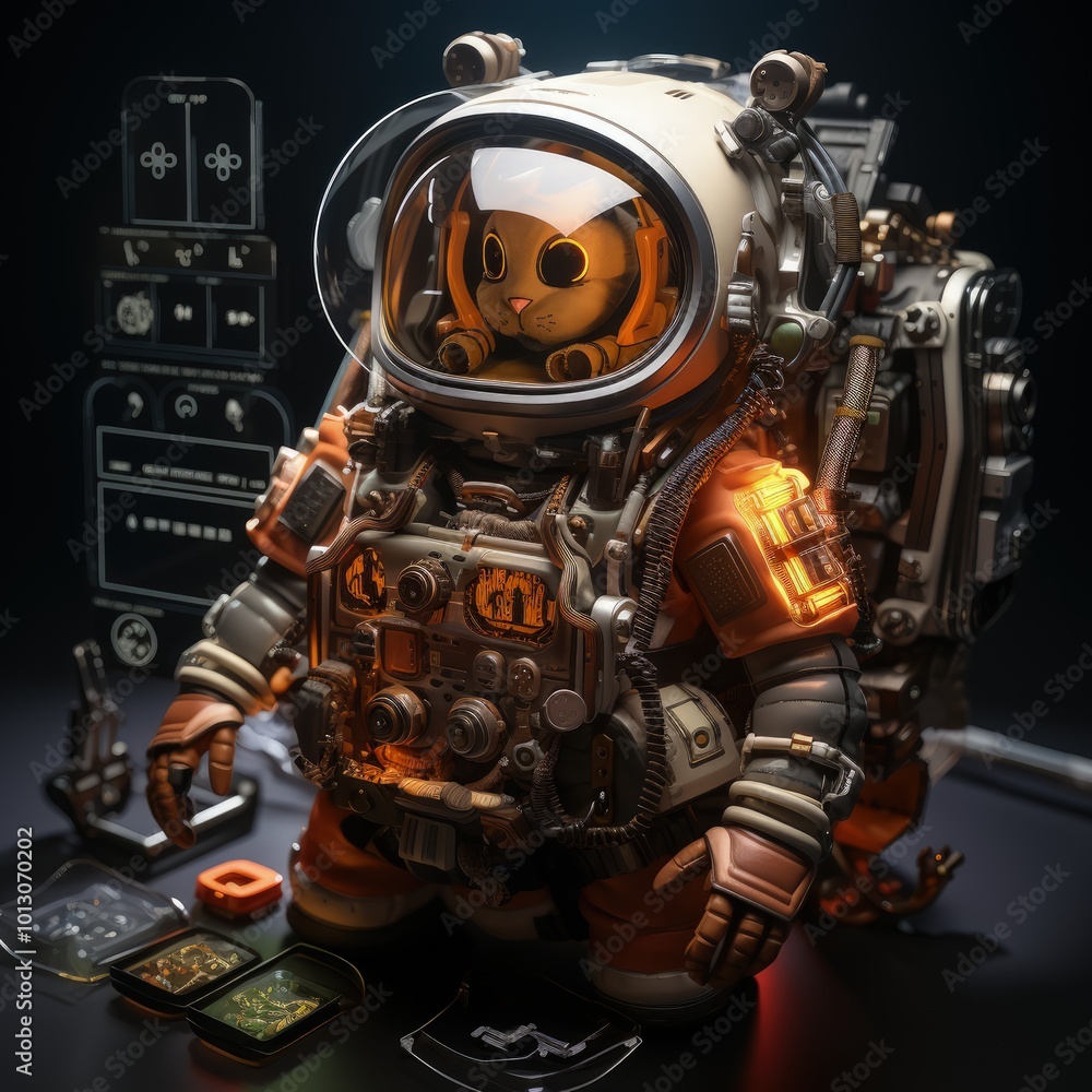 Cute and Adorable Dutch Dwarf Rabbit in a Colorful Chibi Exosuit Design Cute and Adorable Dutch Dwarf Rabbit in a Colorful Chibi Exosuit Design