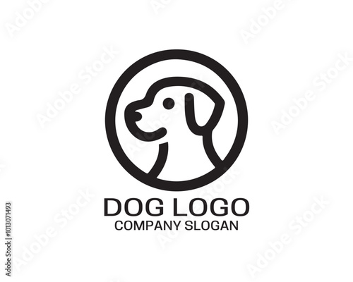 Dog logo design vector illustration. Black and white dog logo template