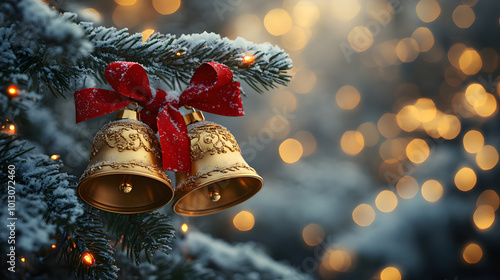 Classic Christmas Bells with Lights photo