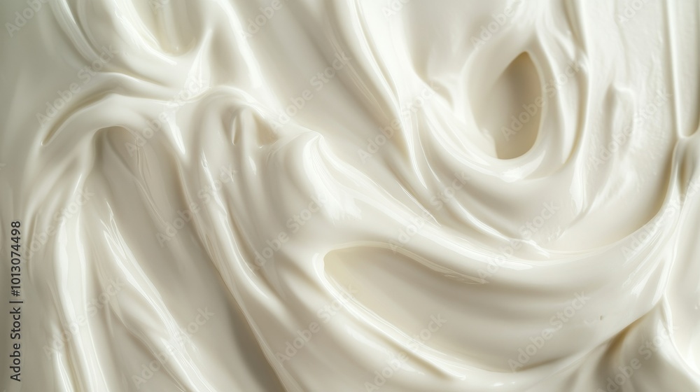 Creamy Greek Yogurt in White Bowl Close-Up Creamy Greek Yogurt in White Bowl Close-Up