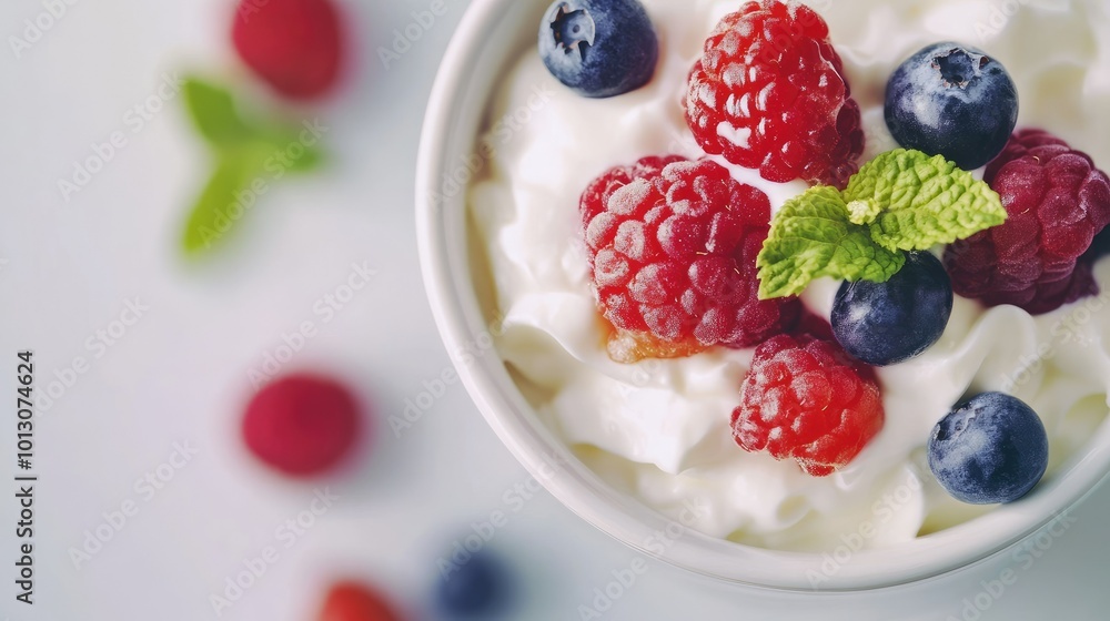 Creamy Greek Yogurt with Fresh Berries and Mint Creamy Greek Yogurt with Fresh Berries and Mint