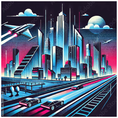 Futuristic City Skyline vector