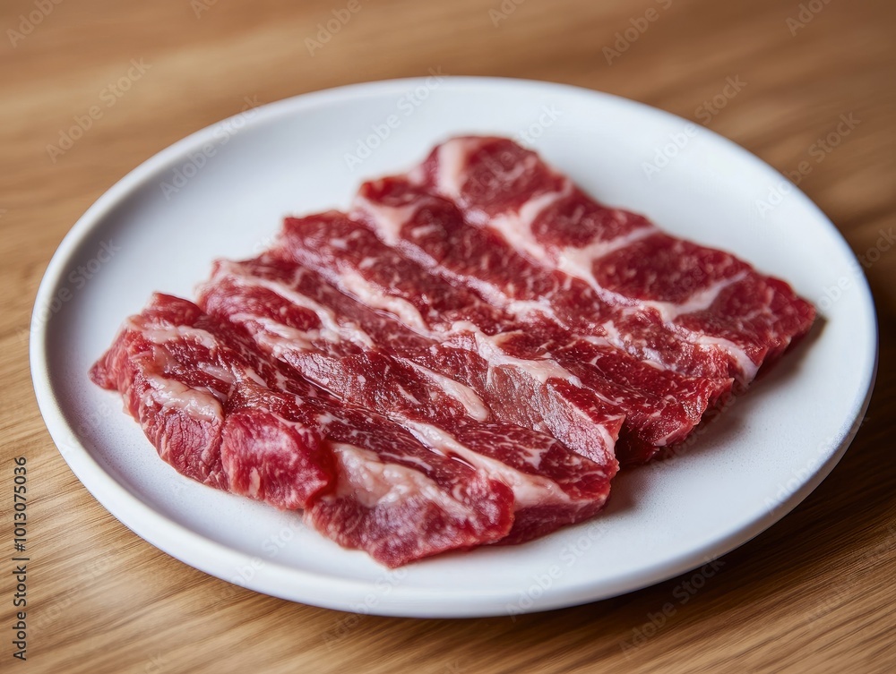 Thinly Sliced Australian Brisket on a Plate Thinly Sliced Australian Brisket on a Plate
