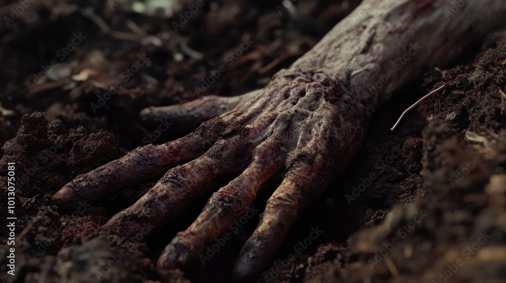 Halloween, dead hand coming out from the soil Halloween, dead hand coming out from the soil