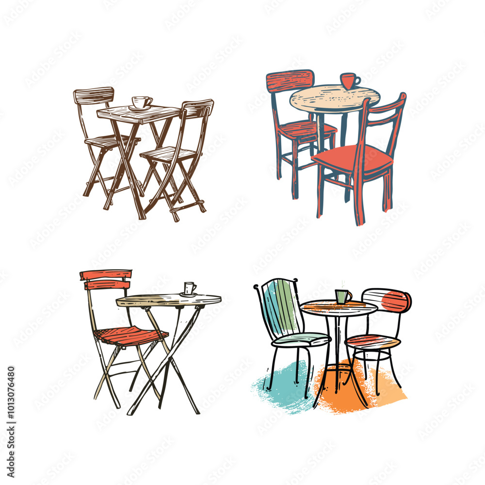 illustration of living room chair and dining table for interior vintage design illustration of living room chair and dining table for interior vintage design