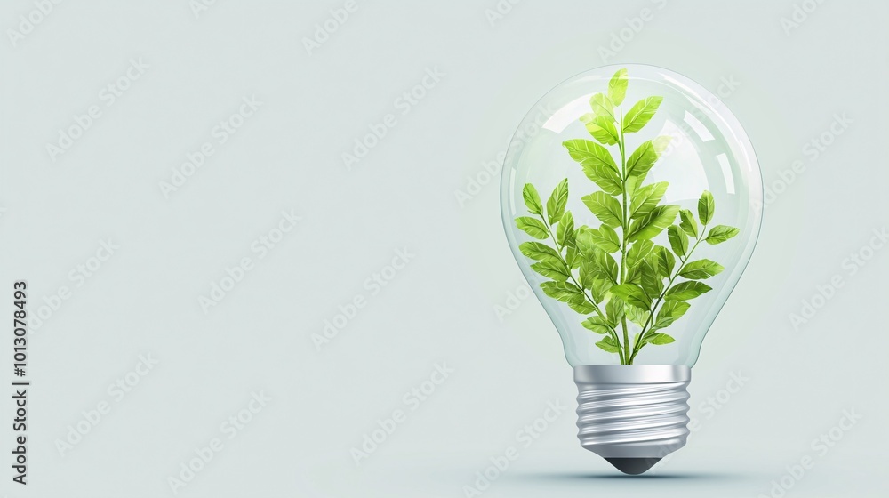Light bulb filled with greenery, ideas blooming into growth, flat design illustration Light bulb filled with greenery, ideas blooming into growth, flat design illustration