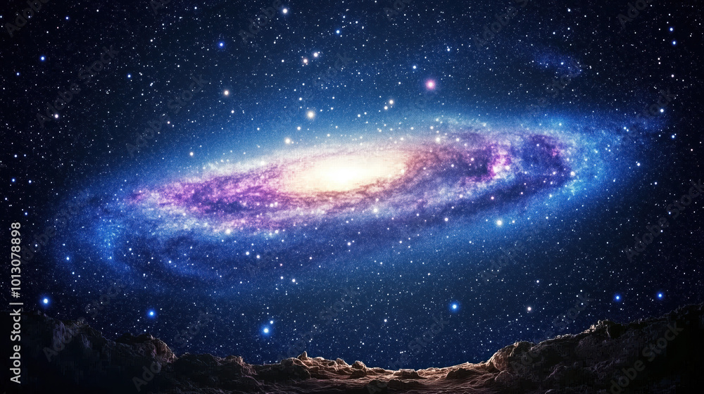 Obraz premium colorful starry night sky with swirling galaxy and bright stars