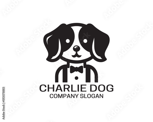 Cartoon Charlie Dog logo design vector illustration.  