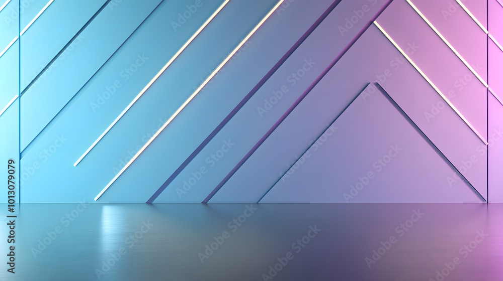 Obraz premium Abstract geometric light patterns cool blue and purple