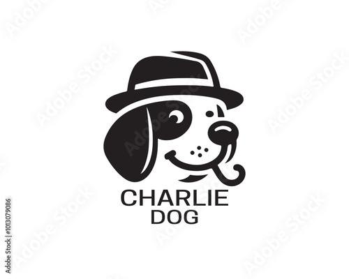 Charlie Dog logo design. Cartoon dog logo.