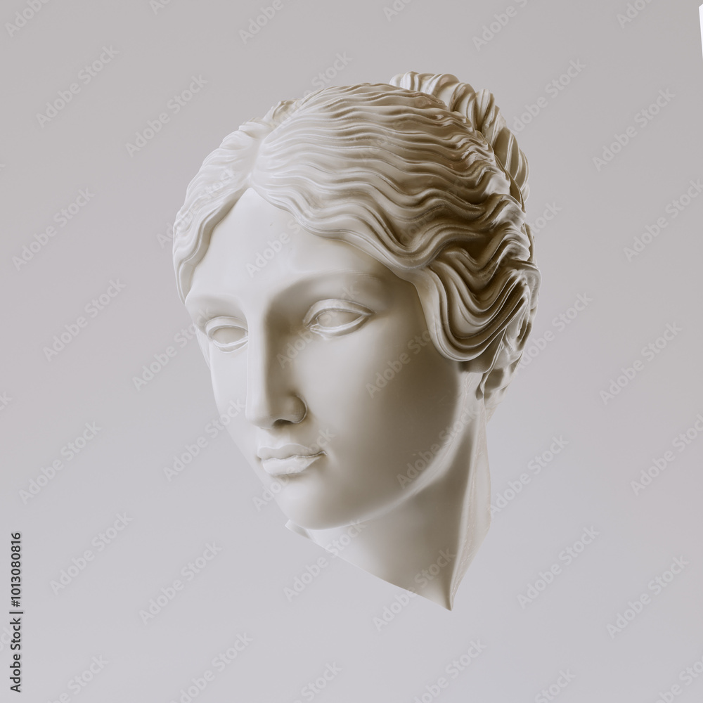 Classical marble statue goddess head 3d rendering, woman face sculpture Classical marble statue goddess head 3d rendering, woman face sculpture
