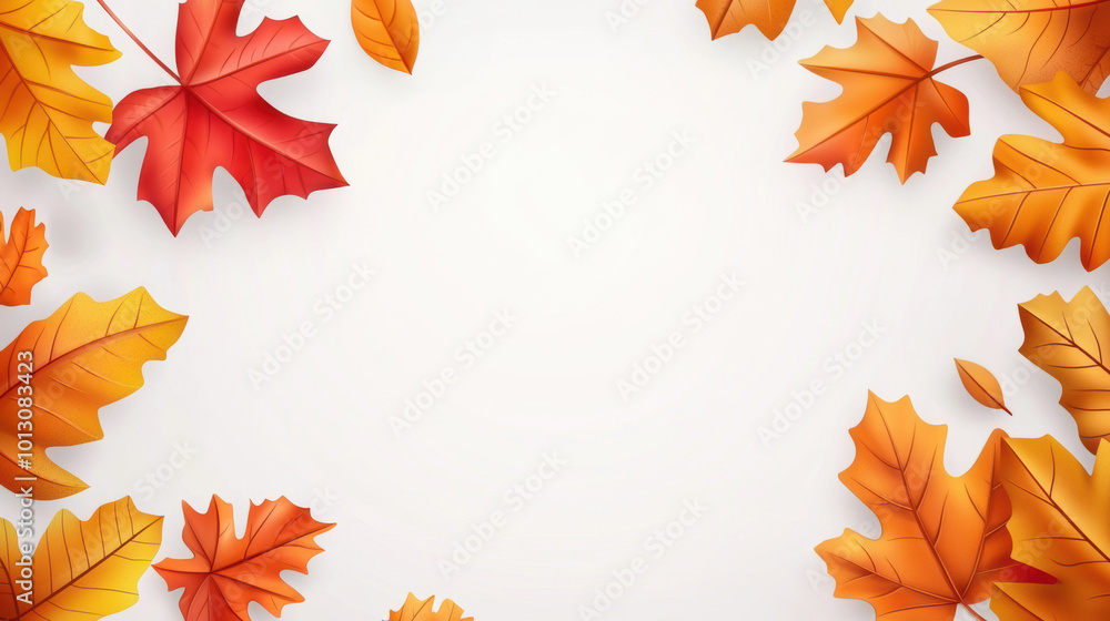 Autumn leaves frame with white background A minimalist design featuring colorful autumn leaves framing a white background, perfect for seasonal themes, invitations, or fall designs Autumn leaves frame with white background A minimalist design featuring colorful autumn leaves framing a white background, perfect for seasonal themes, invitations, or fall designs