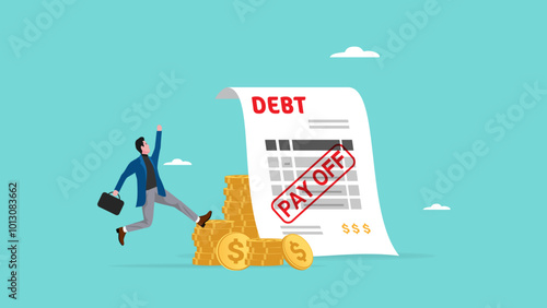 pay off debt, responsibility to pay debtor, pay off business debt, deficit or borrowing due, Debt Payment Receipt, proof of debt repayment, successfully businessman paid off his business debts