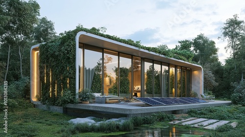 Design a sustainable luxury villa exterior photo