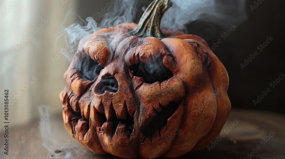 Obraz premium Smoking Halloween Pumpkin