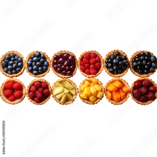 Assorted Fruit Tarts Isolated On a Transparent Background