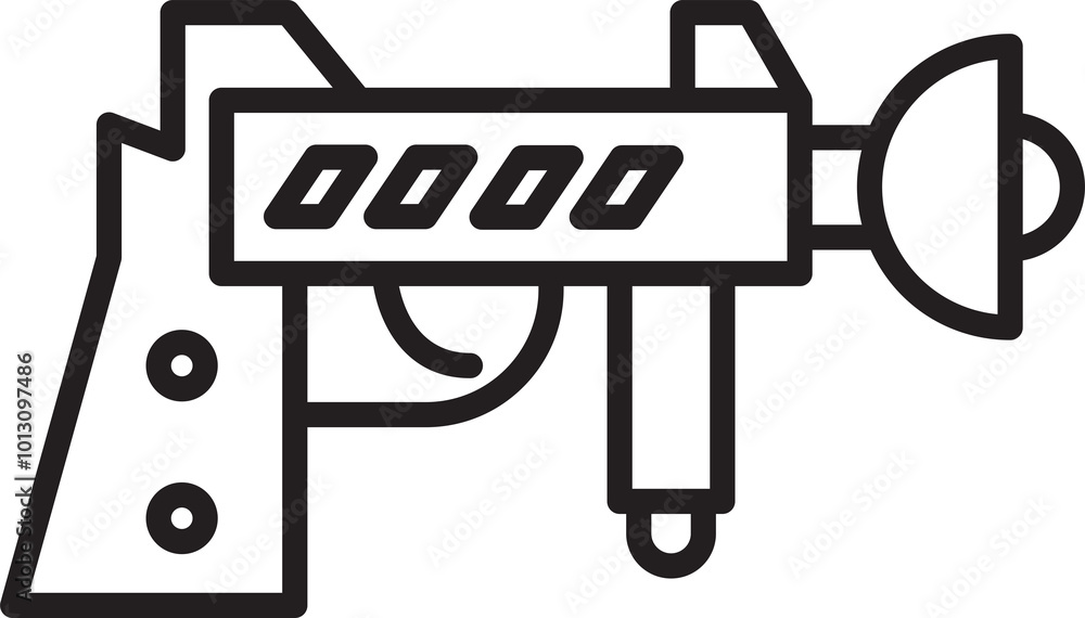 Futuristic Ray Gun Icon Line Art Futuristic Ray Gun Icon Line Art