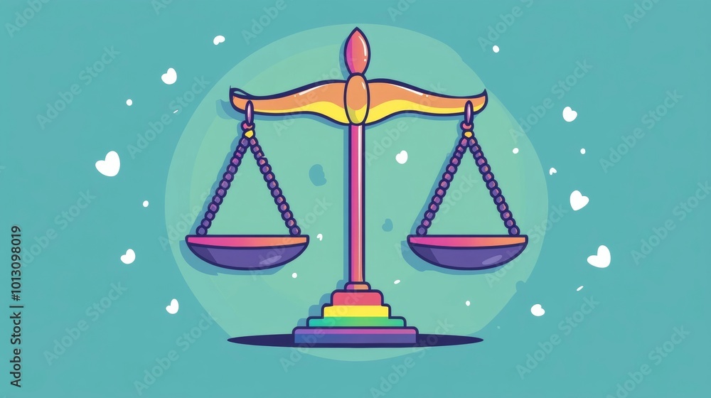 Scales of Justice with Rainbow Base.