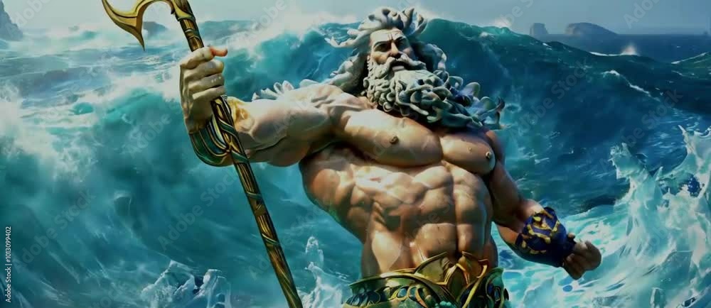 Magnificent Poseidon, the ancient Greek god of the seas