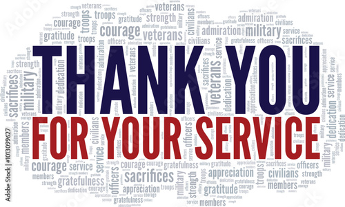 Thank You for Your Service TYFYS word cloud conceptual design isolated on white background.