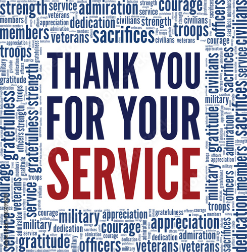 Thank You for Your Service TYFYS word cloud conceptual design isolated on white background.