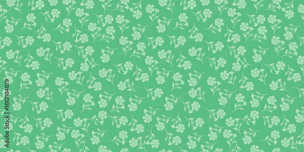 Seamless Light Green Floral Pattern with Light Green Background Seamless Light Green Floral Pattern with Light Green Background
