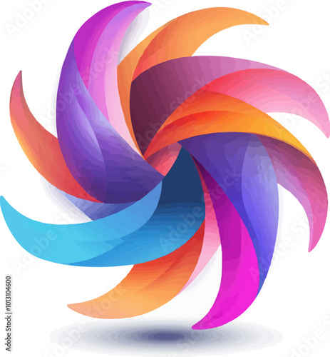 Abstract flowing lines icon flat on white isolated background, vector design. photo