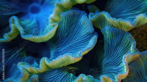 Close-Up of Blue and Green Coral Reef