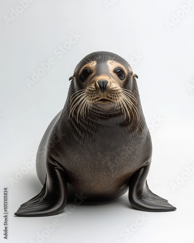 the Seals, portrait view, white copy space on right, Isolated on white Background