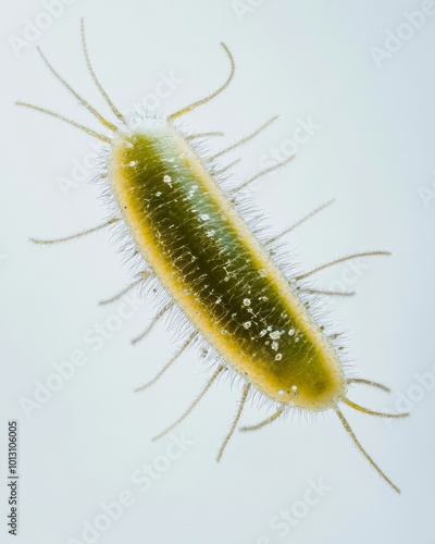 the Proteobacteria Bacterioplankton, portrait view, white copy space on right, Isolated on white Background