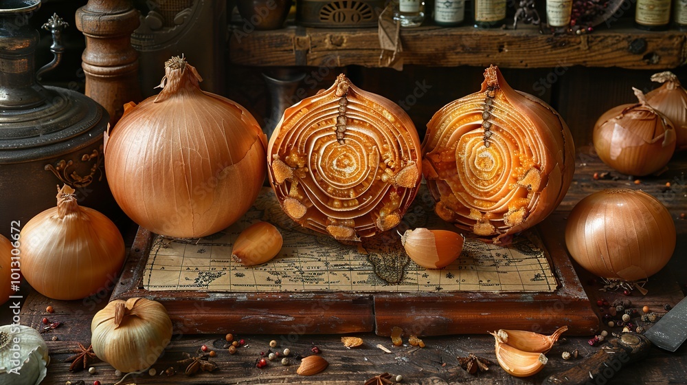 Golden Onions and Garlic: A Still Life Photography Golden Onions and Garlic: A Still Life Photography