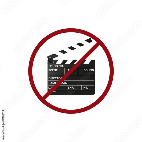 Ban film icon. Forbidden icon sign. Restricted symbol of movie and video.