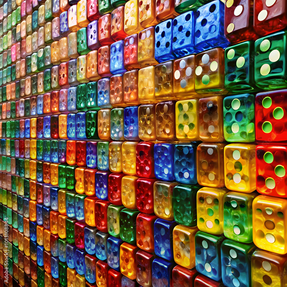 a wall is made of colored dice a wall is made of colored dice